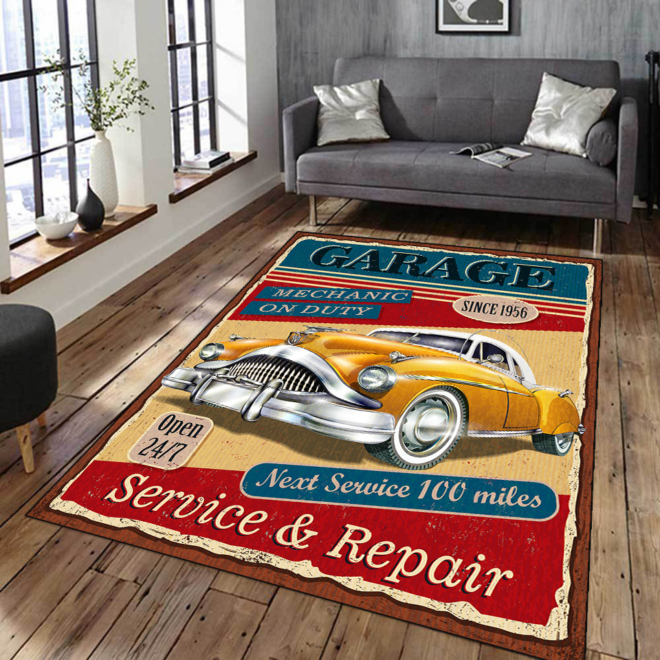 Commercial Printing Format - Retro Classic Motorcycle Car Poster Carpet