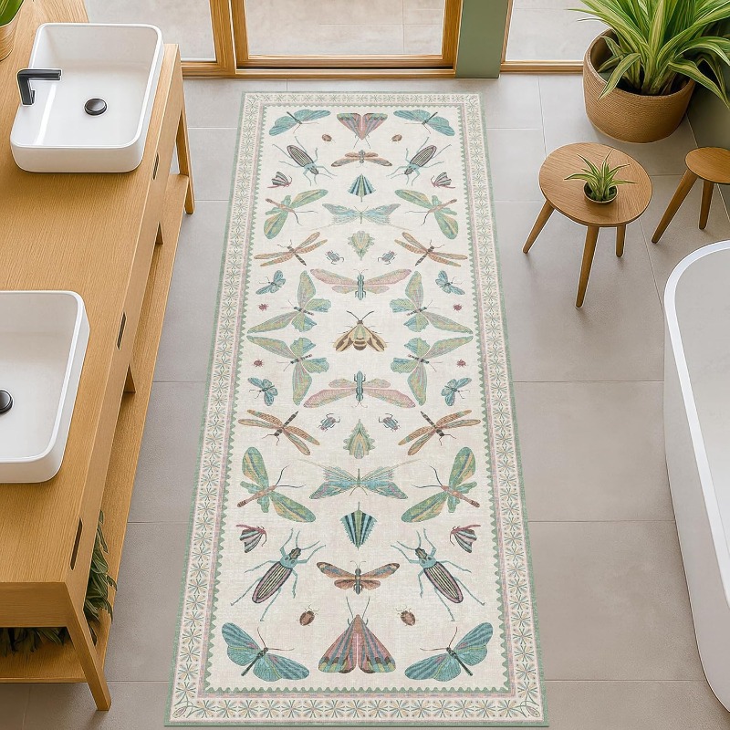 Commercial Printing Format - Insect Butterfly Dragonfly Print Runner Rug