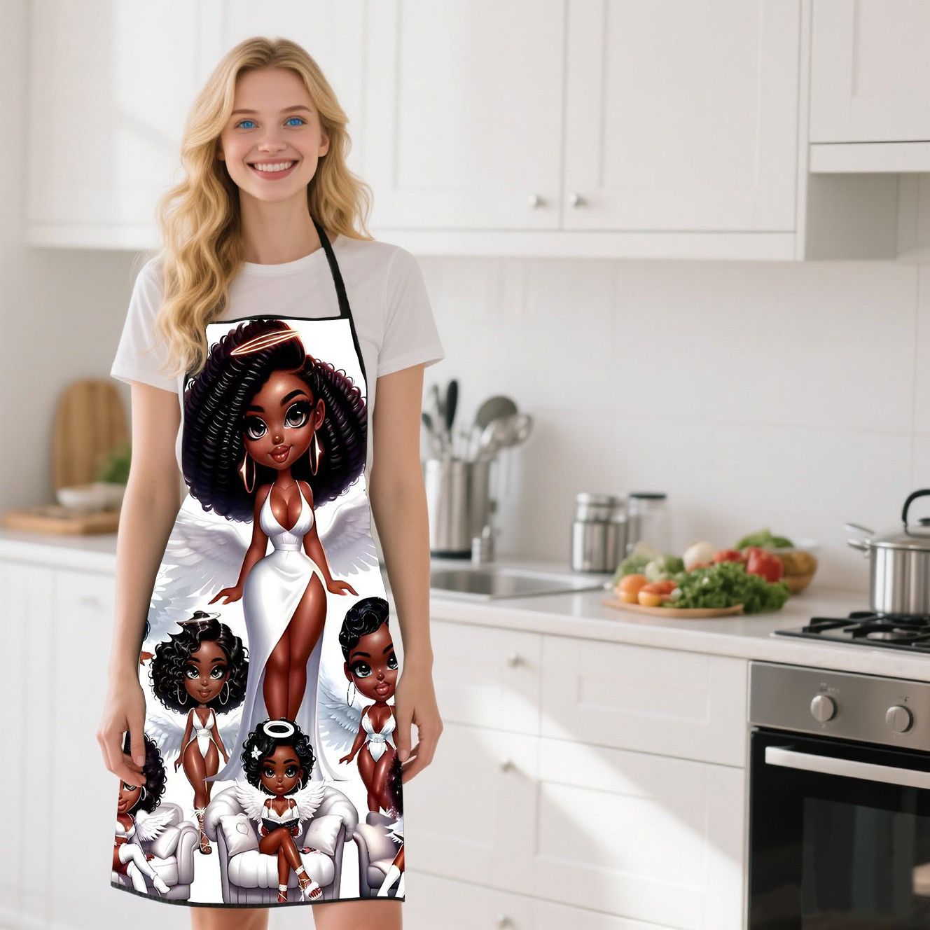 Commercial Fabric Printing - Angel Beauty Printed Kitchen Apron Lightweight
