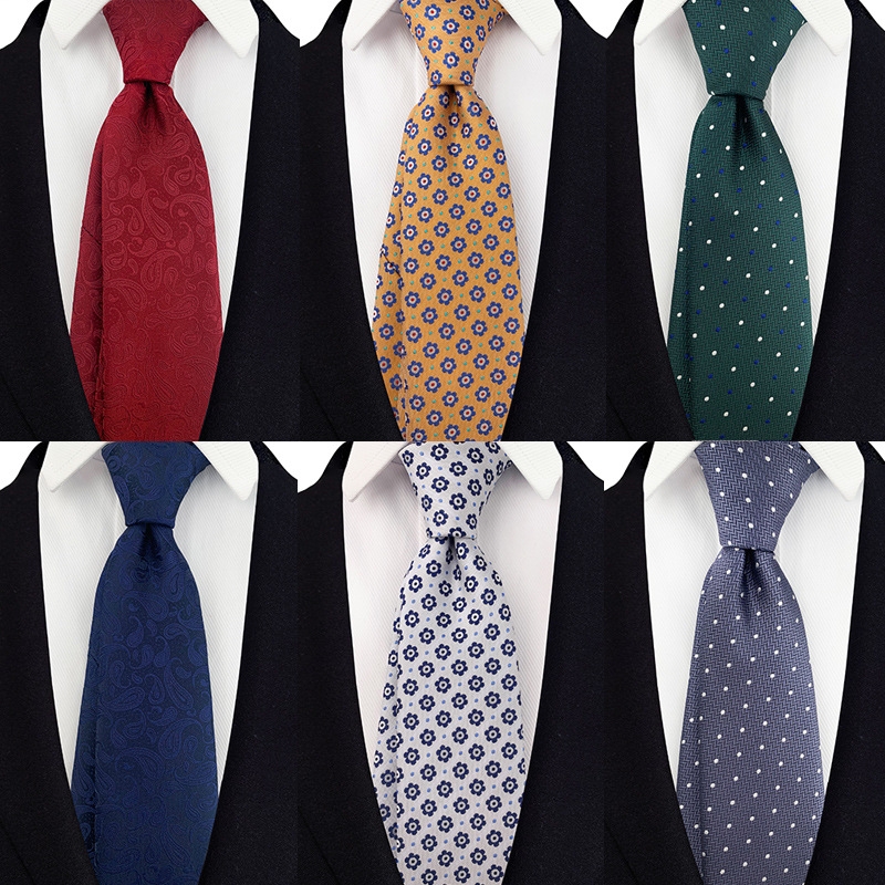 Commercial Printing Business - Vintage Print Flower Dots Neck Tie