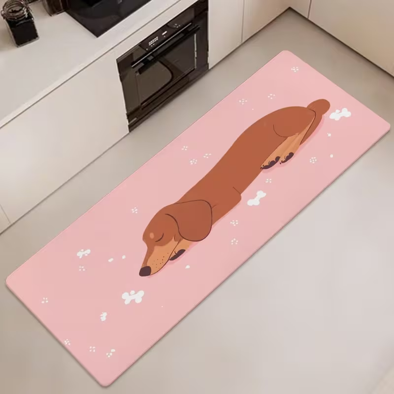 Commercial Printing Format - Cute Sleeping Dachshund Long Kitchen Rug